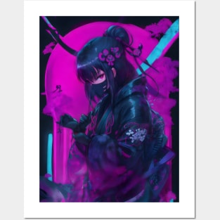 Neon ninja girl Posters and Art